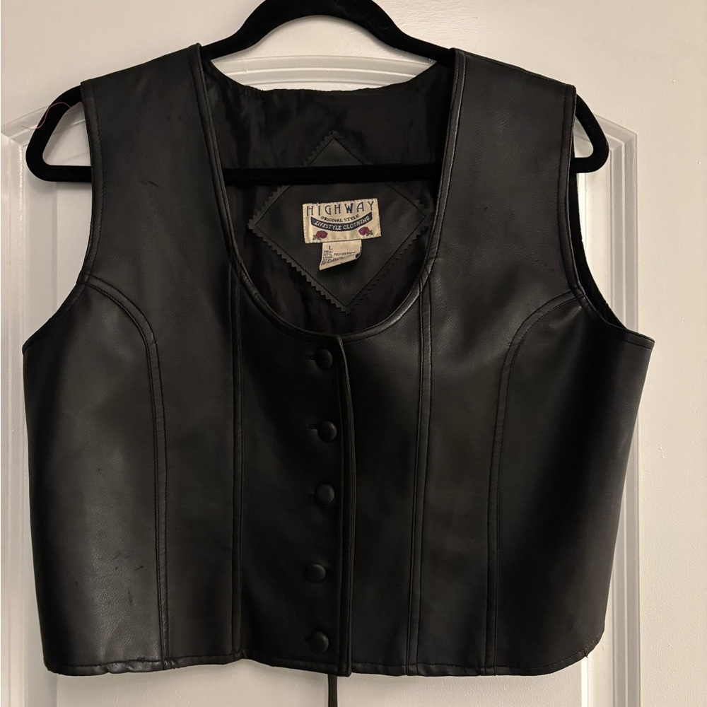 Women's Sleek Black Leather Vest
